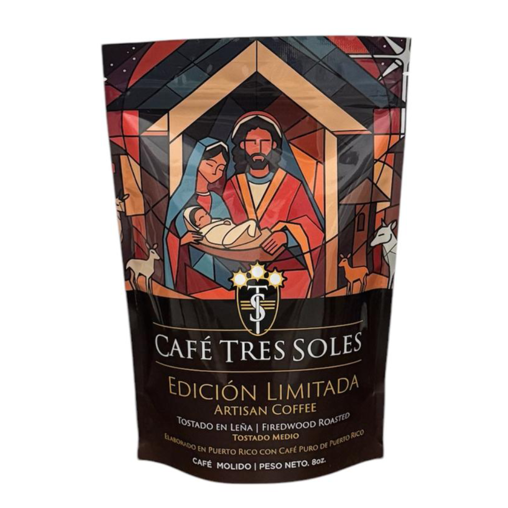 Café Tres Soles Edición La Estrella de Belén - Tostado en Leña. (Café Arábica en Molido)